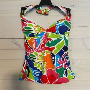 NAUTUCA bright tropical tankini halter top sz S